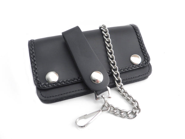 Braided Leather Wallet Chain Tether - Black – Friday & River