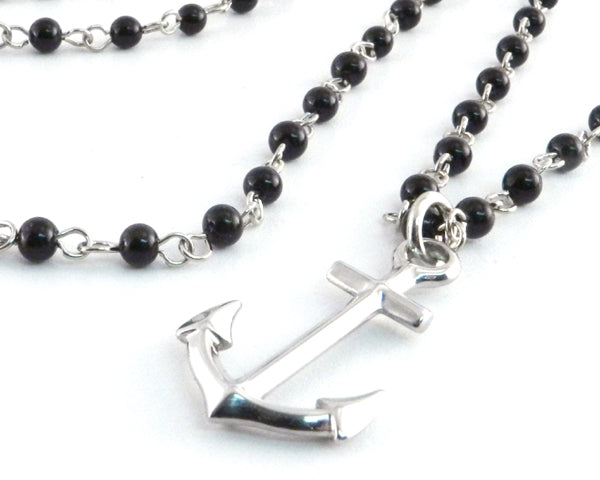 Anchor Pendants on Stainless Steel Ball Chain Necklace