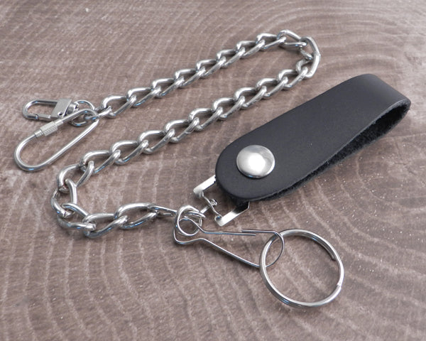 Leather Wallet Chain Loop Black