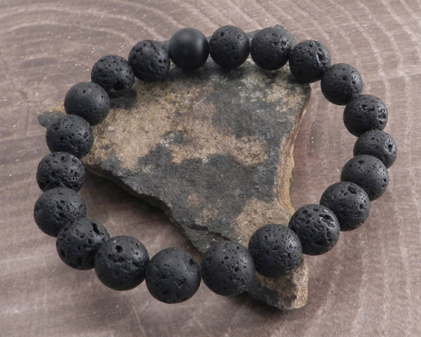 Black Lava Rock - Wishbeads Bracelet (Regular)