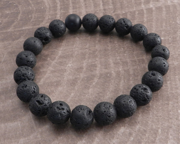 Buy ASTRODIDI Black Lava Stone Bracelet for Men and Women Handmade And  Stretchable at Amazon.in