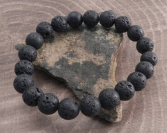 10mm Lava Rock Beaded Bracelet with Hematite Accent Bead – Storcks Designs  LLC